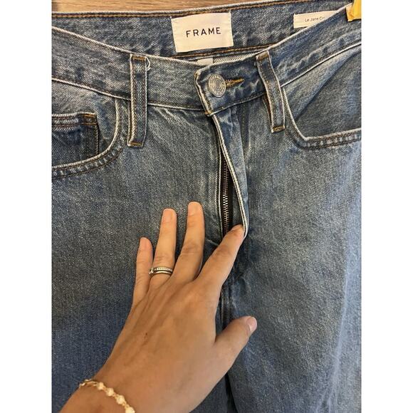 Frame Le Jane Crop High Rise Wide Leg Straight Jeans Women’s Size 27 Raw Hem - Picture 3 of 11